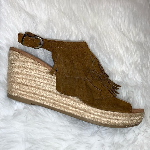 MINNETONKA suede fringe espadrille wedges women’s size 9 - Picture 3 of 17